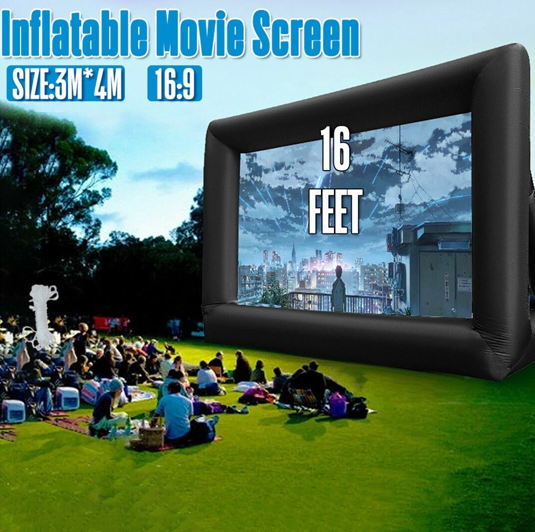 4M x 3M Inflatable Outdoor Movie Projector Screen 16 9 1080HD 4K Portable