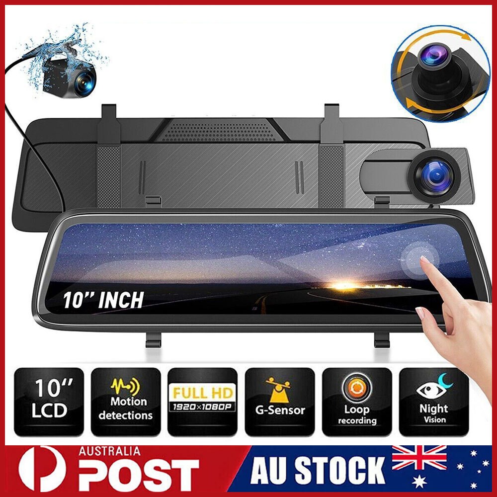 V21 10 HD IPS Touch Screen Dash Camera Front Rear Mirror Reverse IR Kit