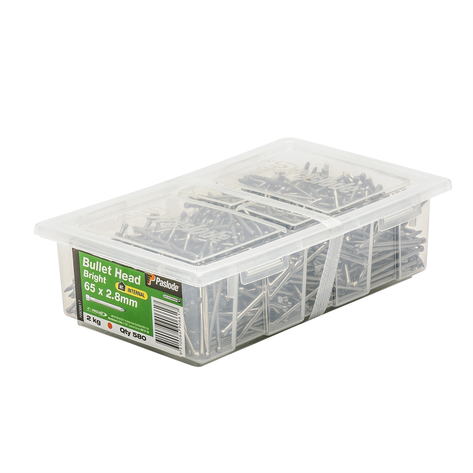 Paslode 65 x 2.8mm 2kg Bright Bullet Head Nail - 580 pieces