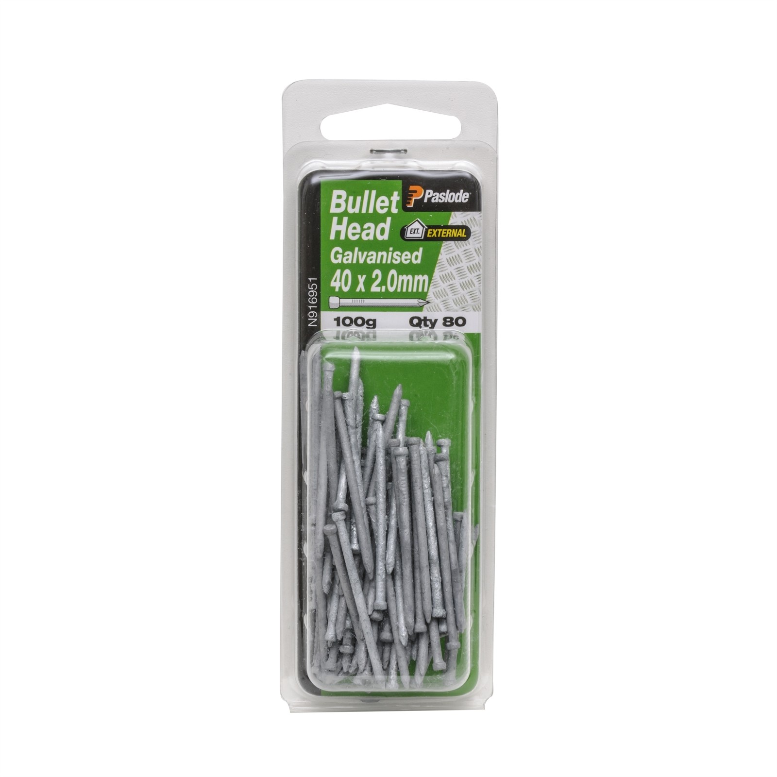 Paslode 40 x 2.0mm 100g Galvanised Bullet Head Nail - 80 pieces