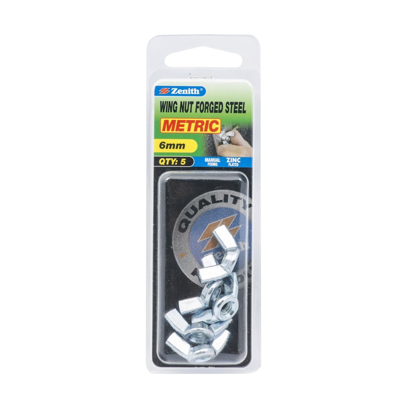 Zenith M6 Zinc Plated Forged Wing Nut 2 pcs