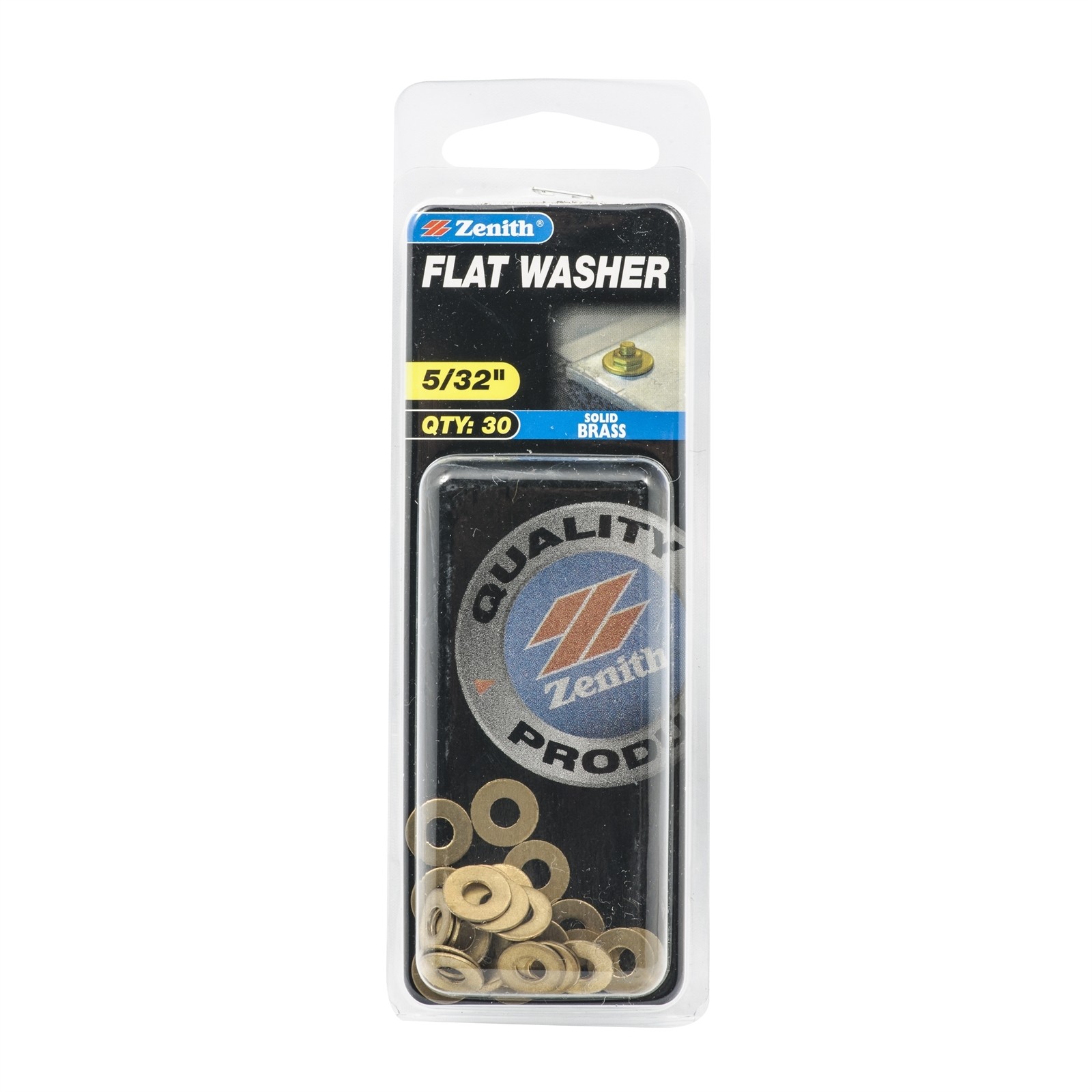 Zenith 5/32" Solid Brass Round Flat Washer - 30 pieces