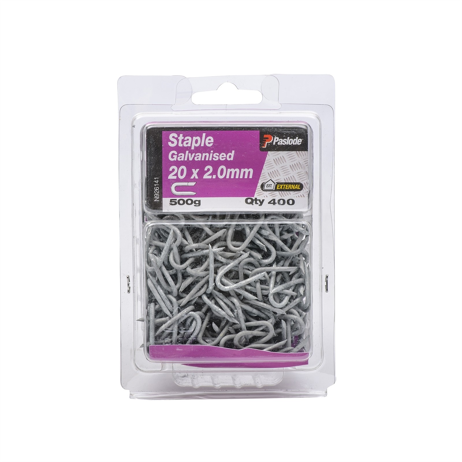 Paslode 20 x 2.0mm 500g Galvanised Staple Nail - 400 pieces