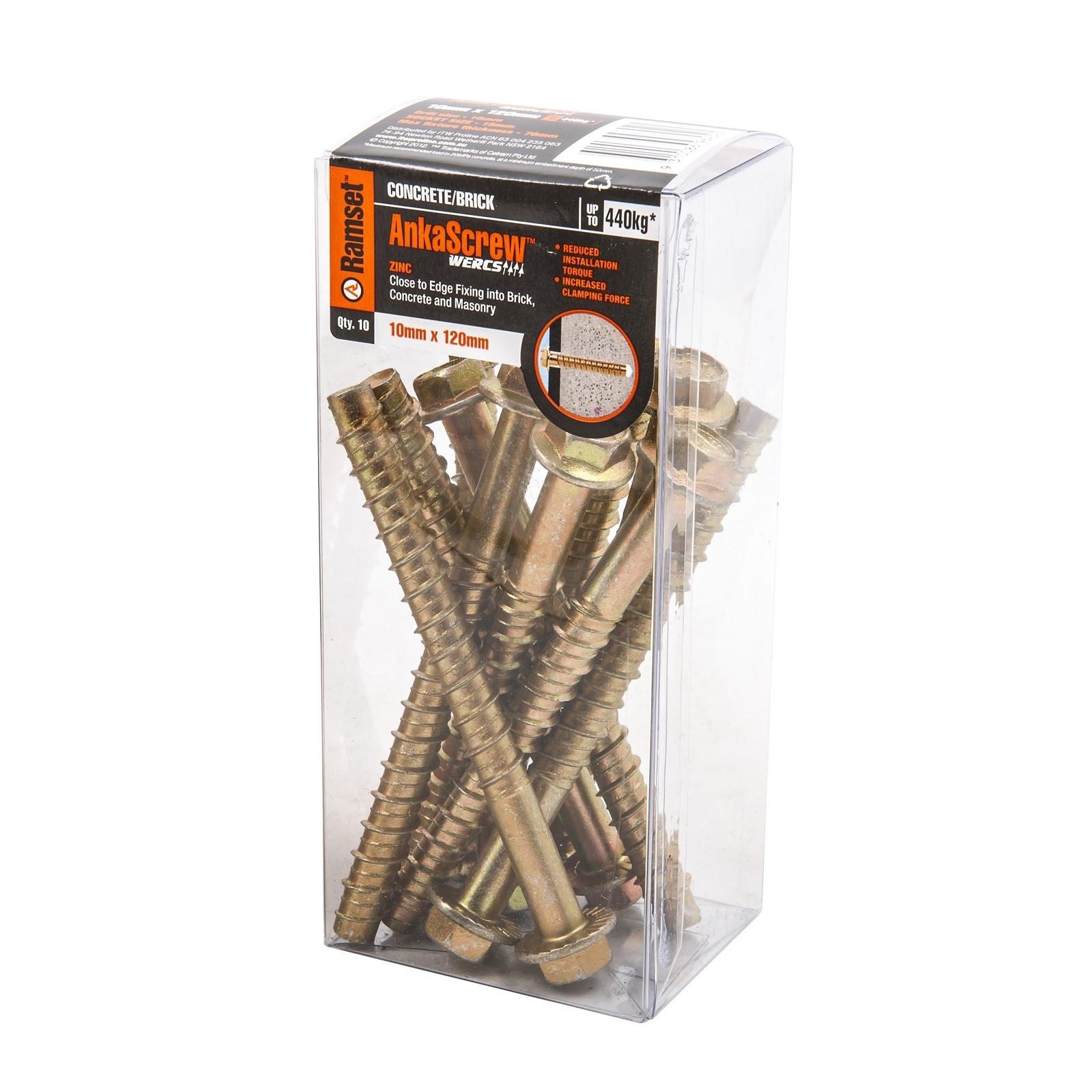 Ramset 10 x 120mm Zinc AnkaScrew Masonry Anchor - 10 pieces