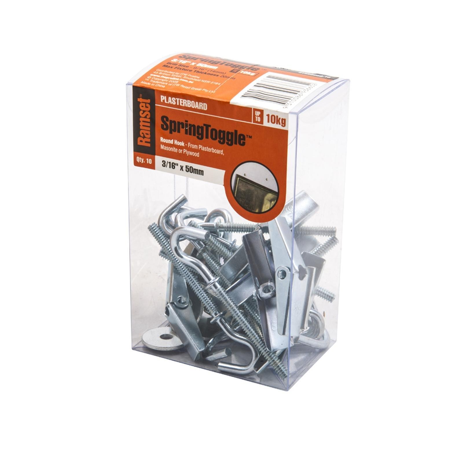 Ramset 3/16" x 50mm Round Spring Toggle Pack - 10 pieces