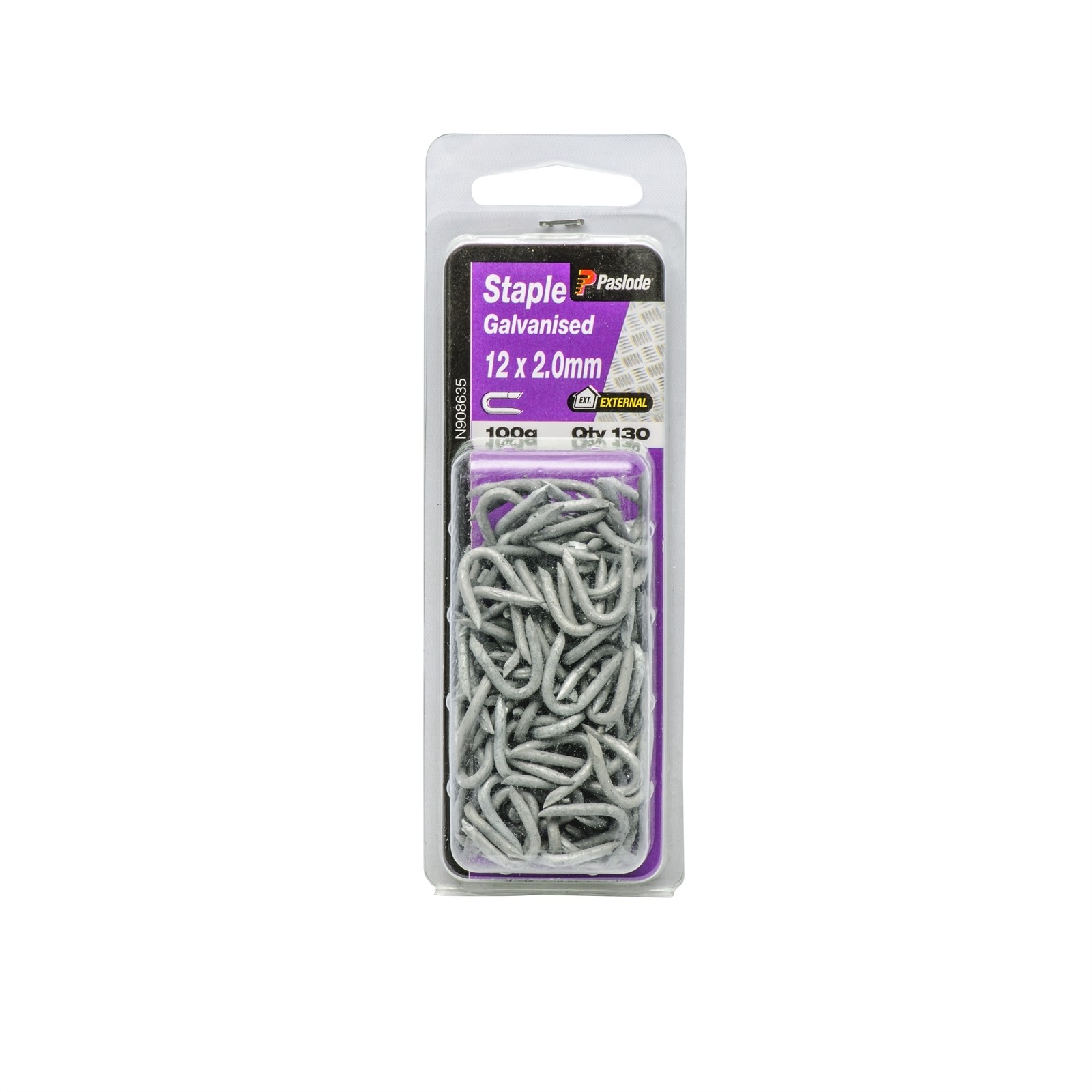 Paslode 12 x 2.0mm 100g Galvanised Staple Nail - 130 pieces
