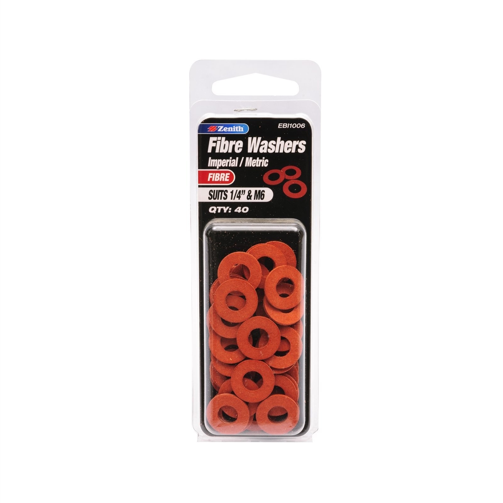 Zenith 1/4" And M6 Fibre Washer - 40 pieces
