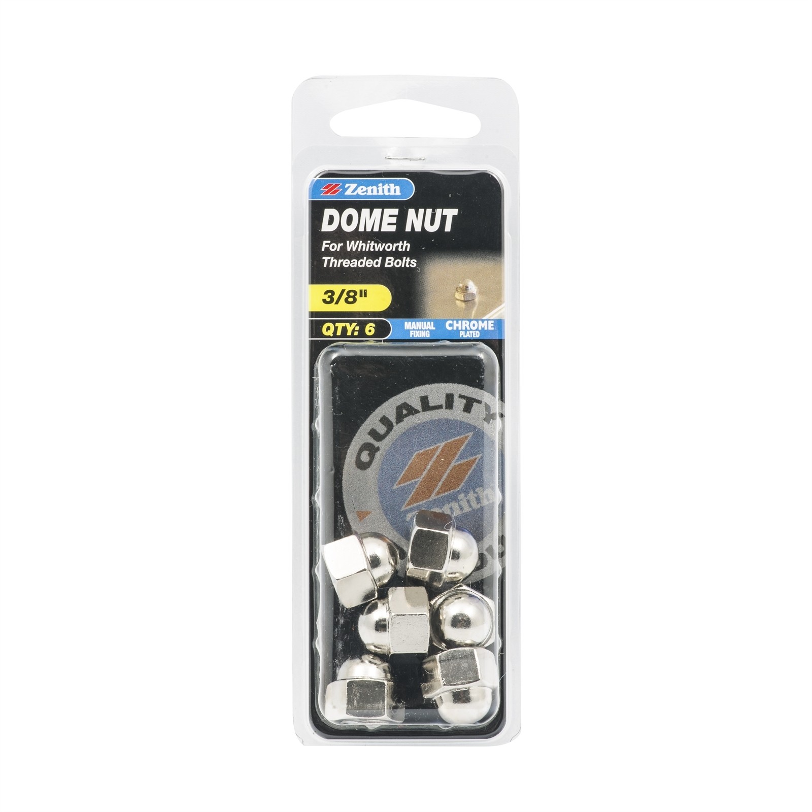 Zenith 3/8" Chrome Plated Dome Nuts 2 pcs