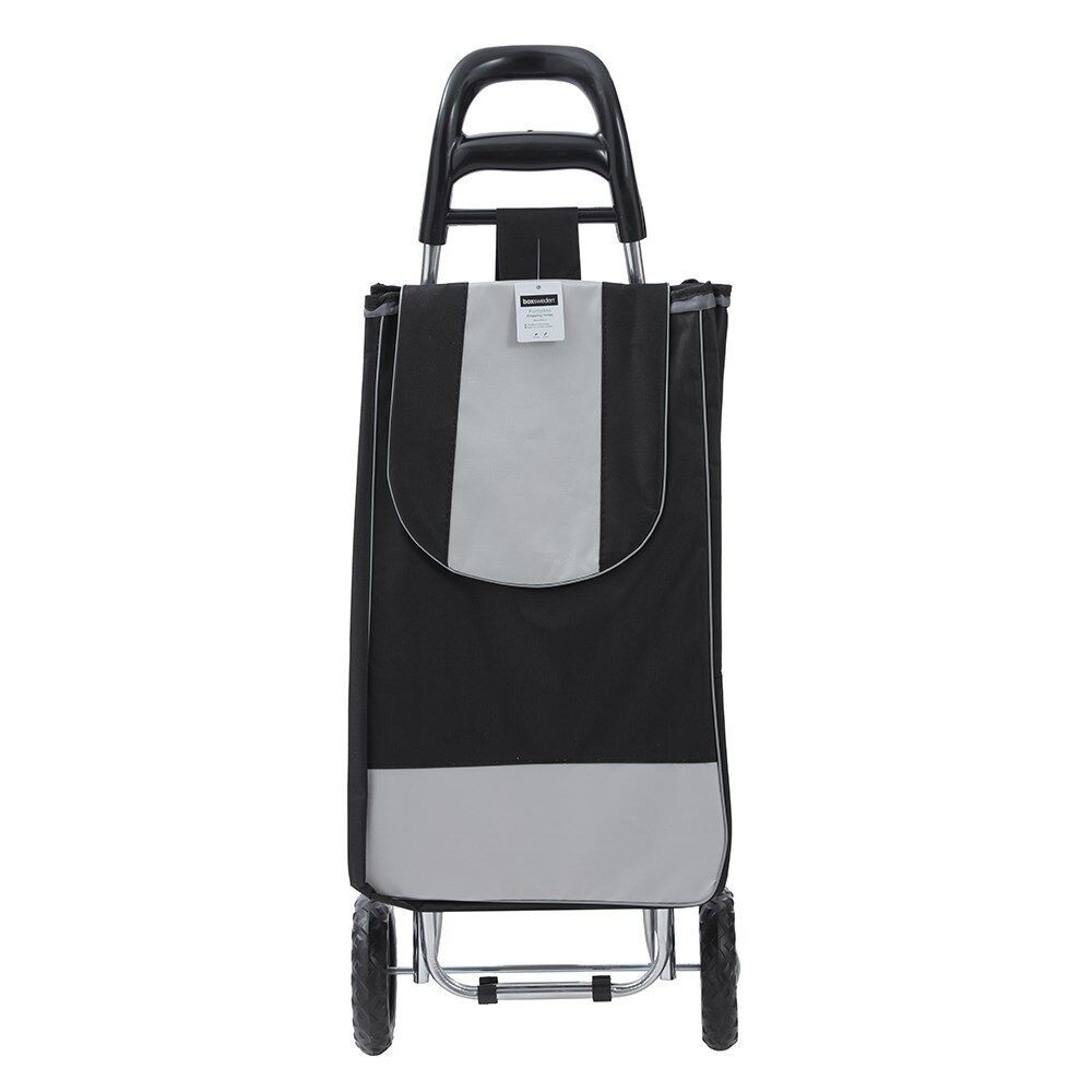 Boxsweden UN-71271 Portable Grocery Shopping Trolley with Wheels Black Silver