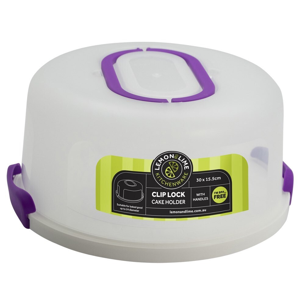 Lemon & Lime KXG-43448 30cm Round ABS Plastic Cake Box w/Lid With Handle