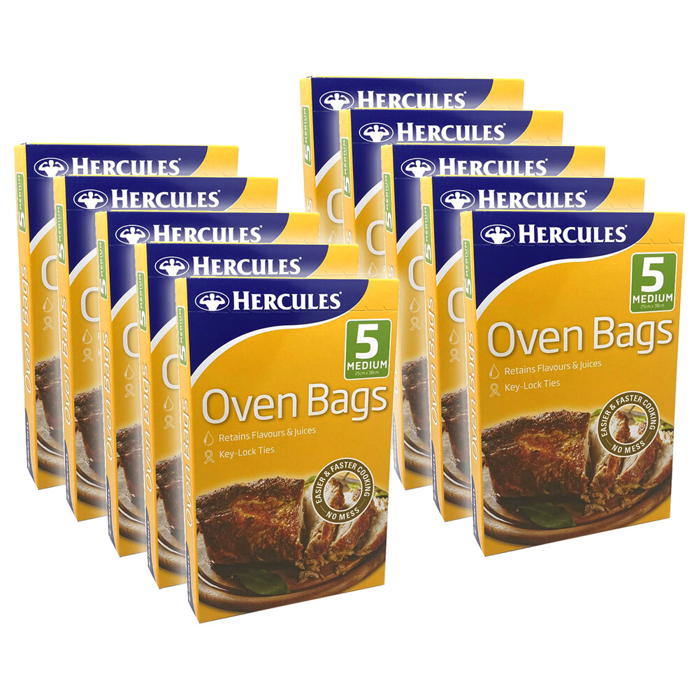 50x Hercules HOVBM5 Oven Bags Medium 25x38cm Plastic Meat Cooking/Roasting