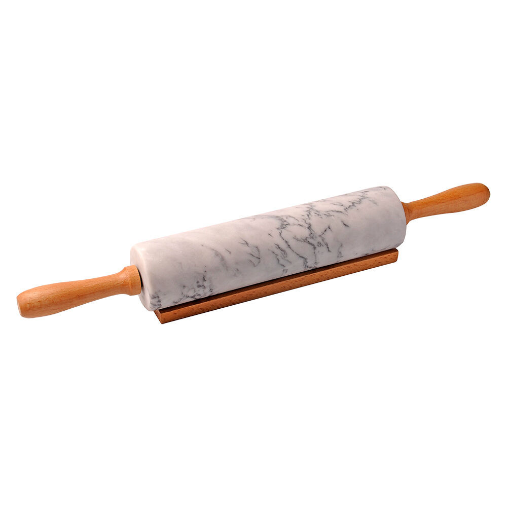 Integra Marble Rolling Pin w/Wooden Cradle 6x46cm Grey DO-4709 Plain