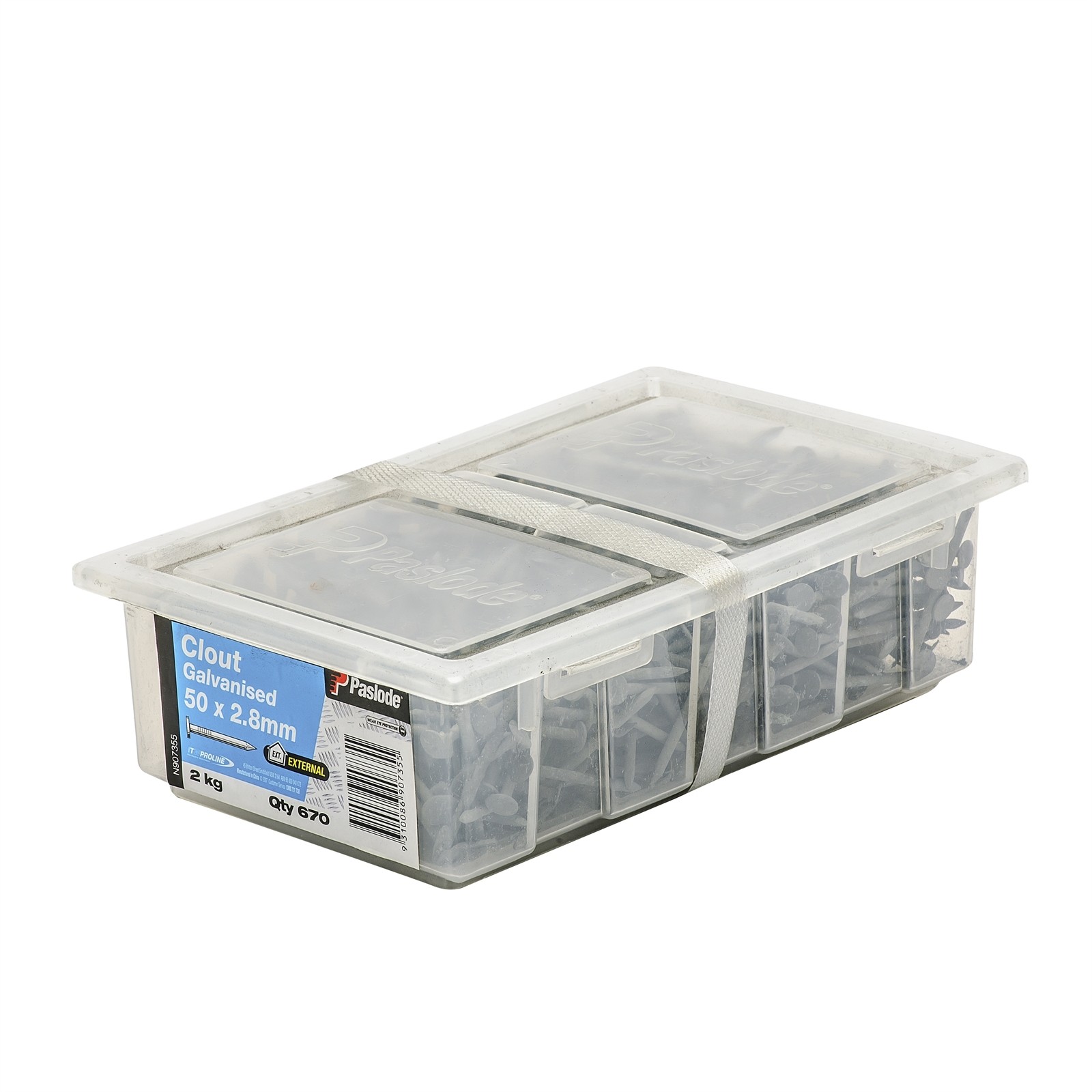 Paslode 50 x 2.8mm 2kg Galvanised Clouts - 670 pieces
