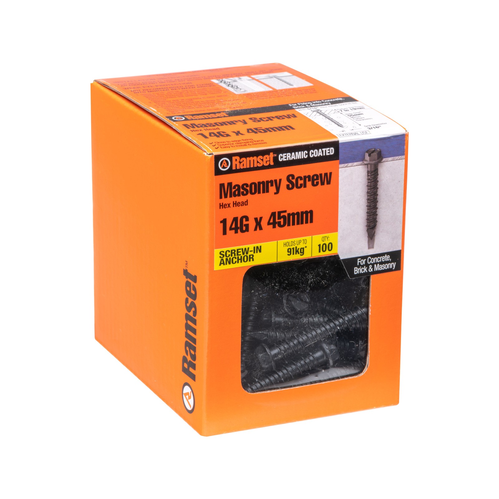 Ramset 14g x 45mm Black Ankascrew - 100 pieces