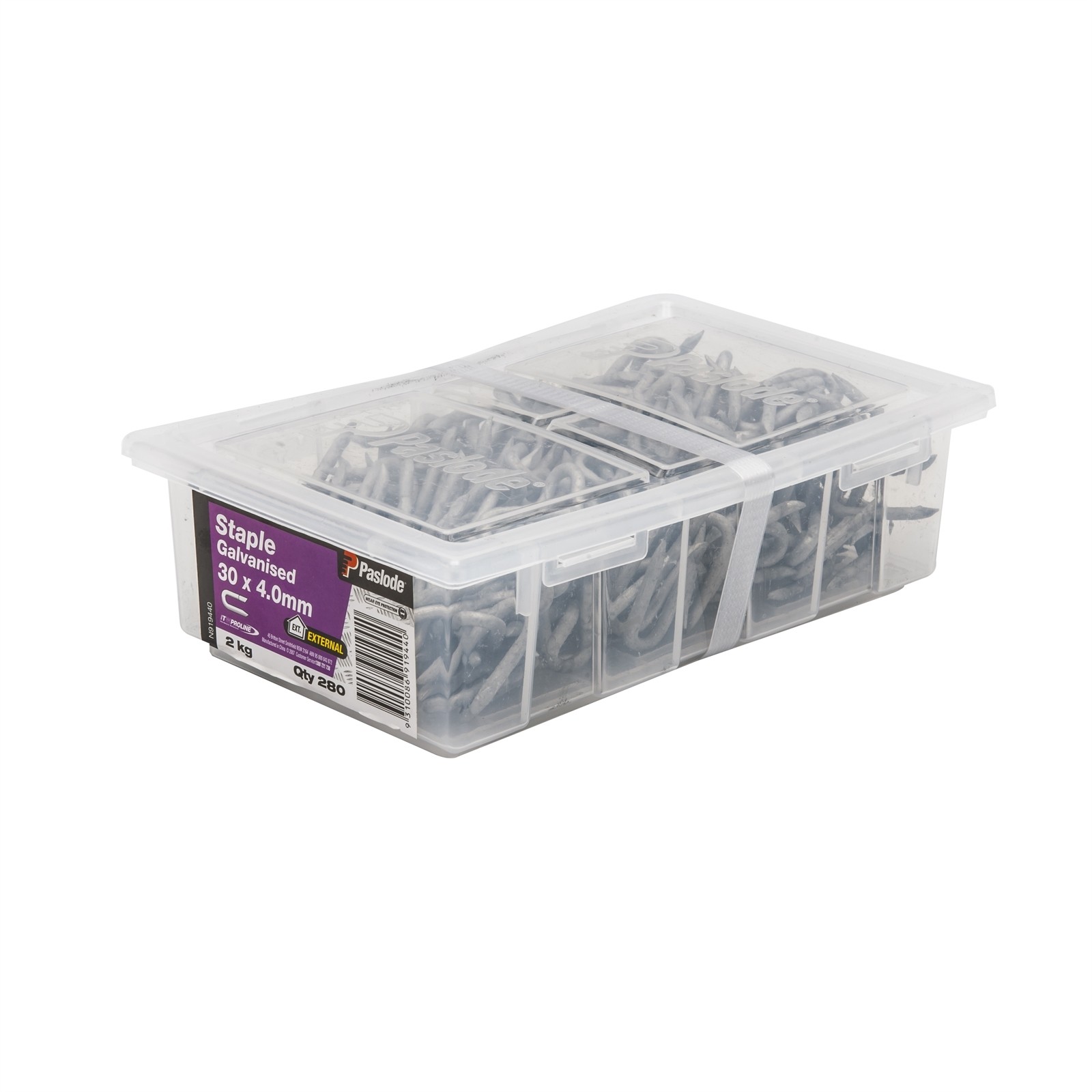 Paslode 30 x 4.0mm 2kg Galvanised Staple Nail - 280 pieces