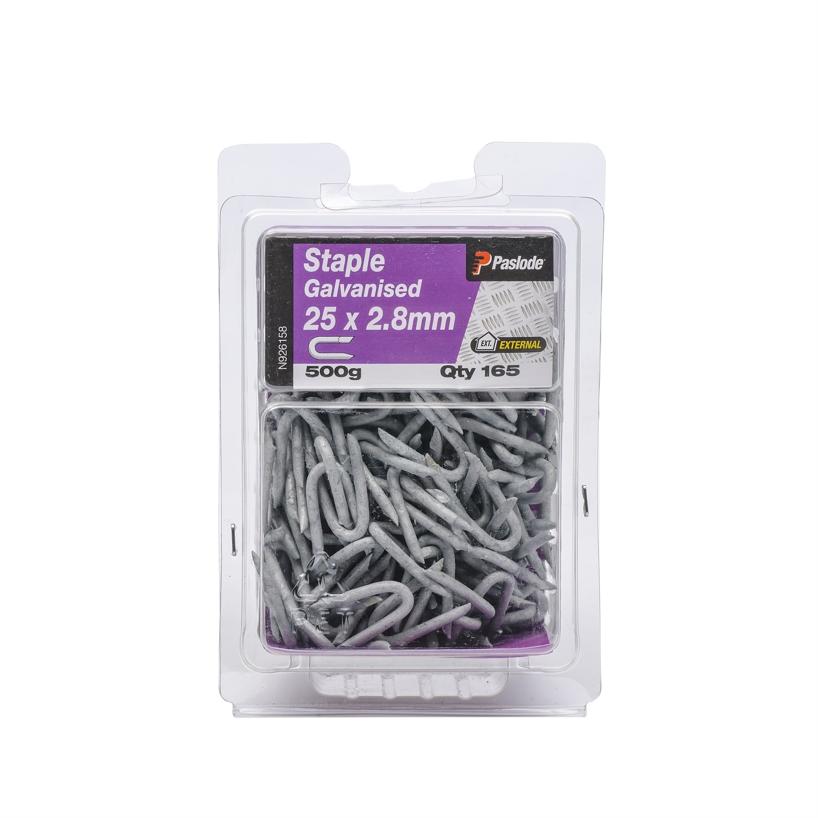Paslode 25 x 2.8mm 500g Galvanised Staple Nail - 165 pieces