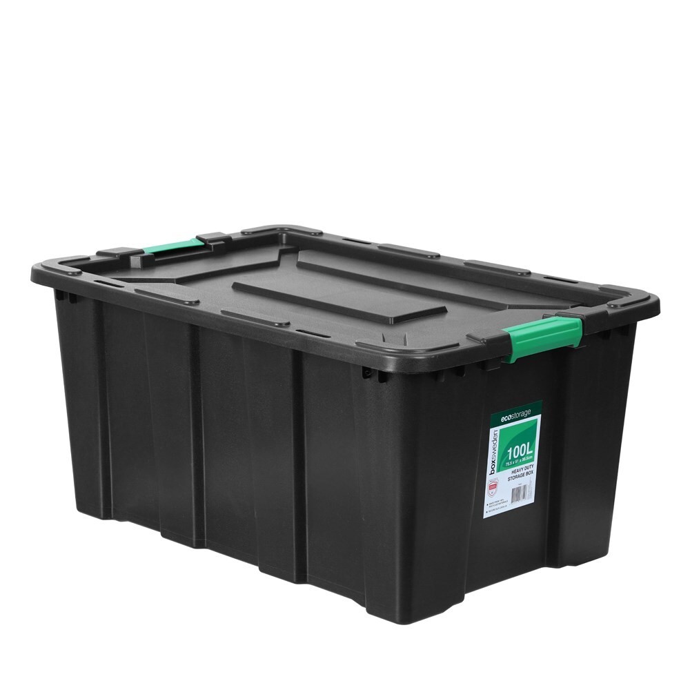 BOXSWEDEN 78556 Eco Storage Box 100L Heavy Duty Black 75.5cm Container