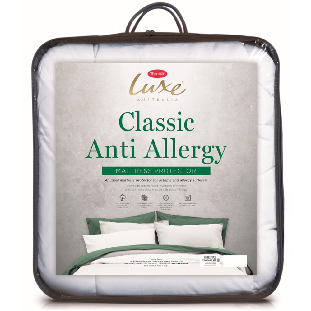 Tontine Luxe Classic Allergy Queen Cotton Mattress Protector White 153x203cm