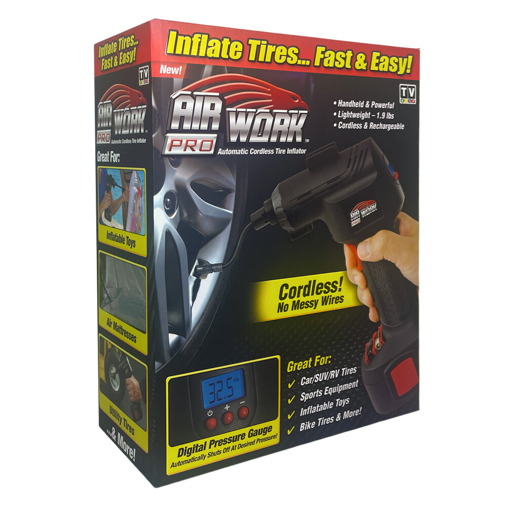 Air Work Pro Automatic Electric Cordless Portable Tire Inflator Compressor 12V
