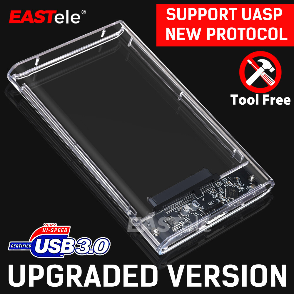 EASTele Transparent 2.5 inch USB 3.0 SATA HDD External Hard Drive Enclosure