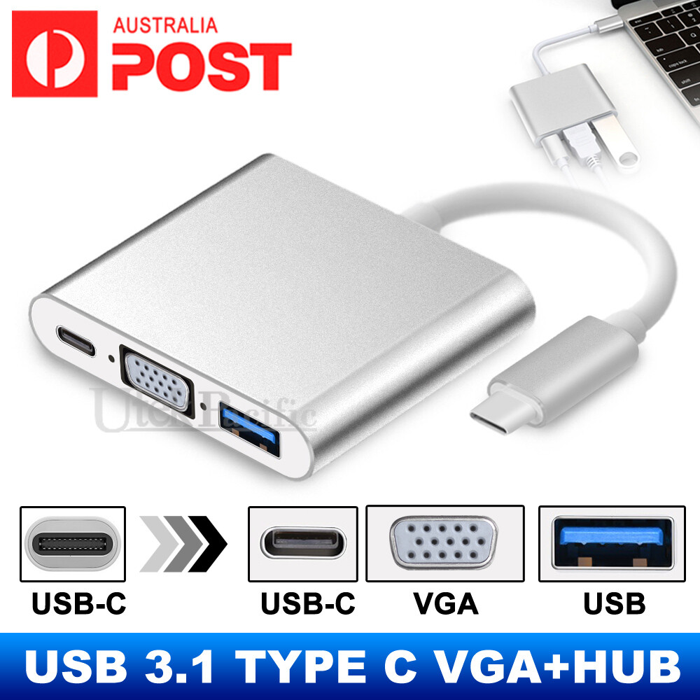 USB 3.1 Type C Male to VGA USB 3.0 USB-C Multiport Charging HUB Adapter