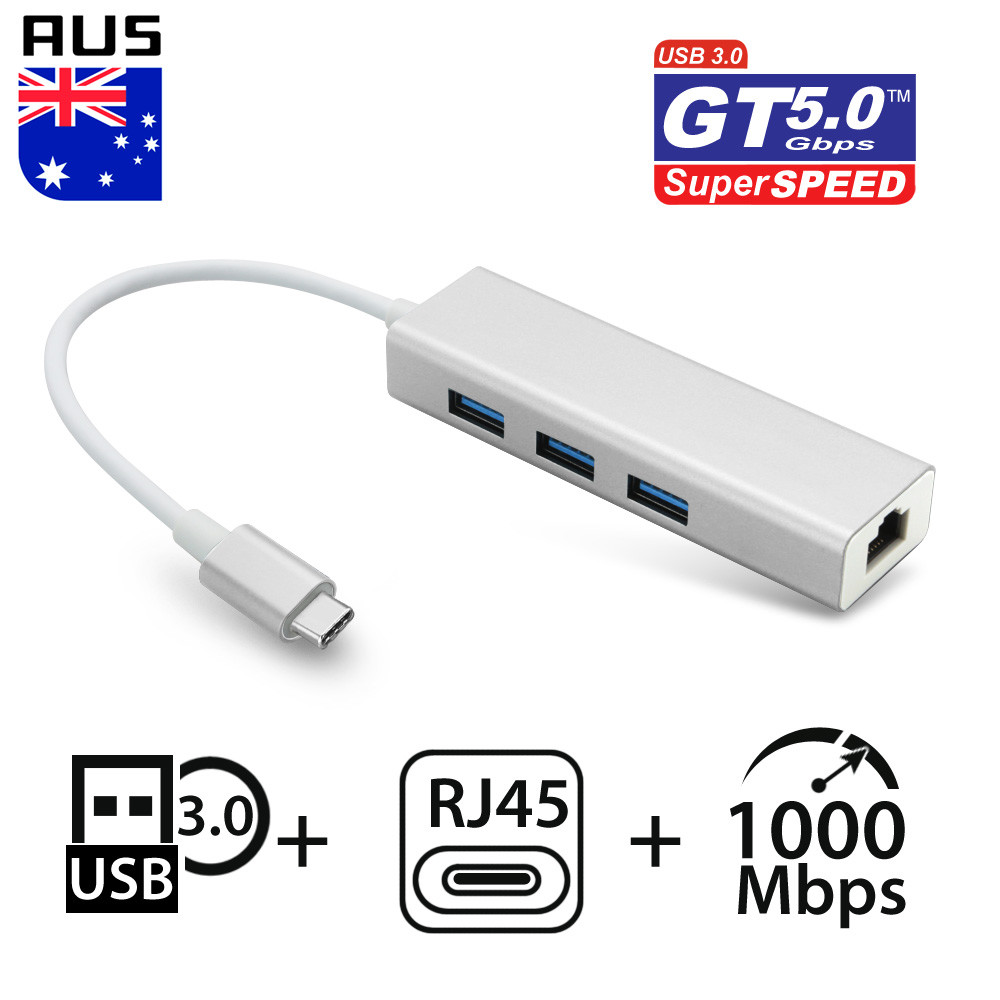 USB-C HUB USB 3.0 RJ45 Gigabit Ethernet Adapter For Apple iPad MacBook