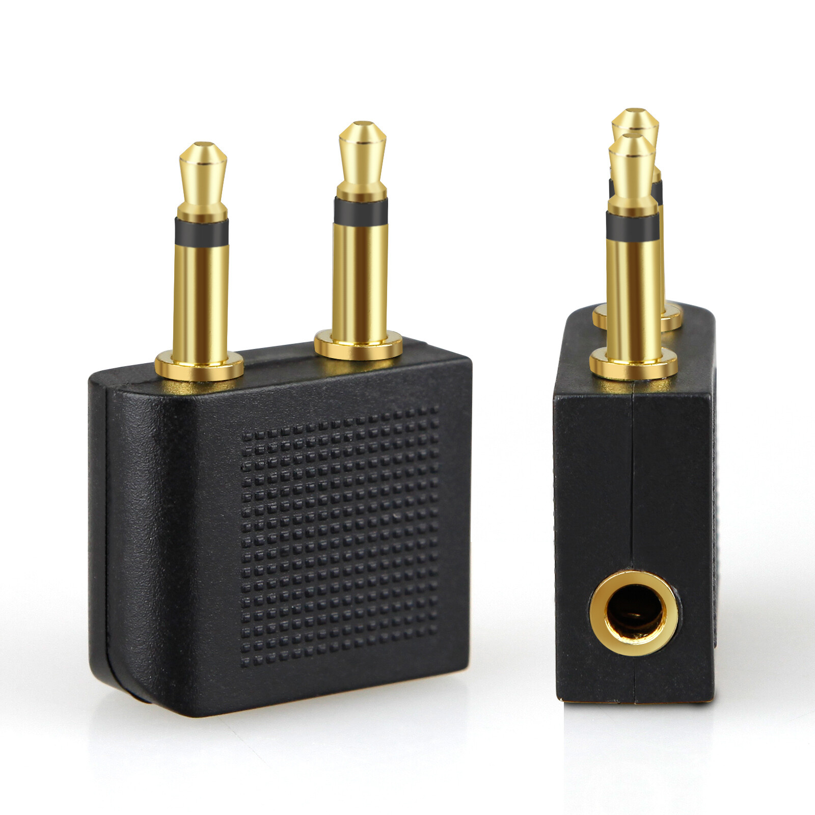 5x Black Universal Airplane Airline Headphone Earphone Audio 2 Adapter Connector