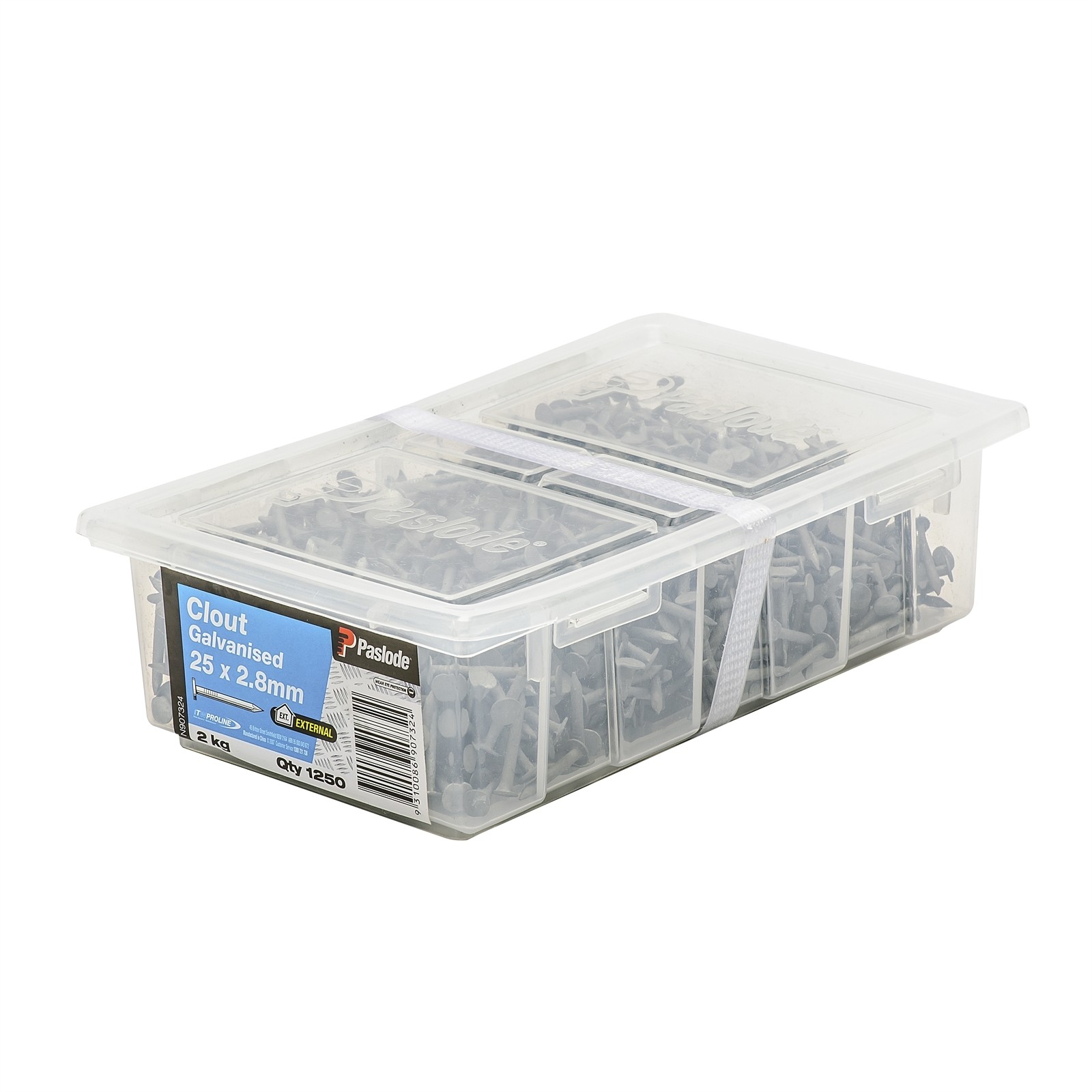 Paslode 25 x 2.8mm 2kg Galvanised Clouts - 1250 pieces