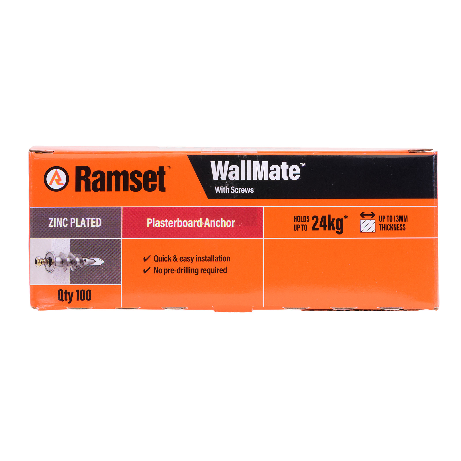 Ramset Zinc WallMate Plasterboard Anchor with Screws – 100 pieces