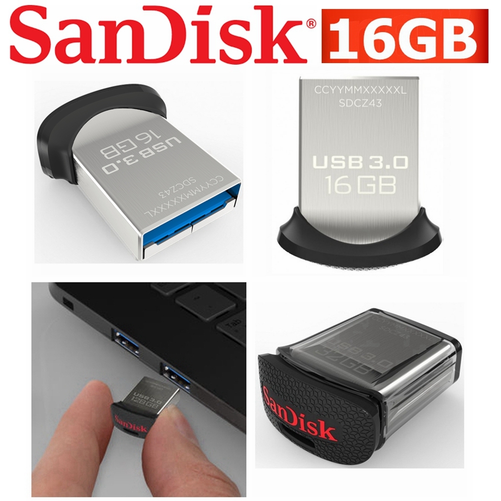SanDisk Ultra Fit SDCZ430-016G 16GB USB 3.1 Mini Flash Memory Stick