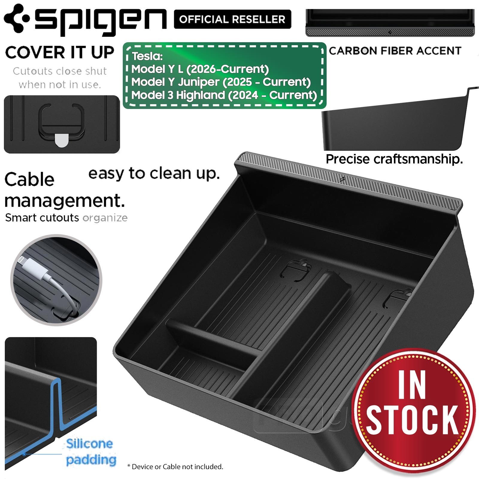 SPIGEN Centre Console Tray Organizer ACP07407 Tesla Model 3 Highland
