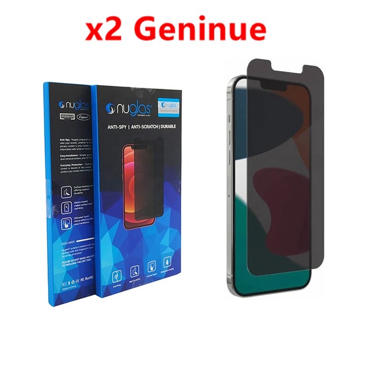 2x Nuglas Tempered Glass Screen Protector iPhone 13 Pro Max Anti-Spy Clear