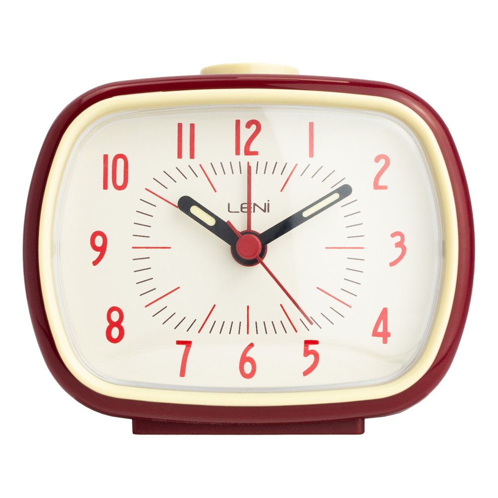 Leni 62020RED 11cm Retro Analogue Battery Alarm Clock Red Bedside