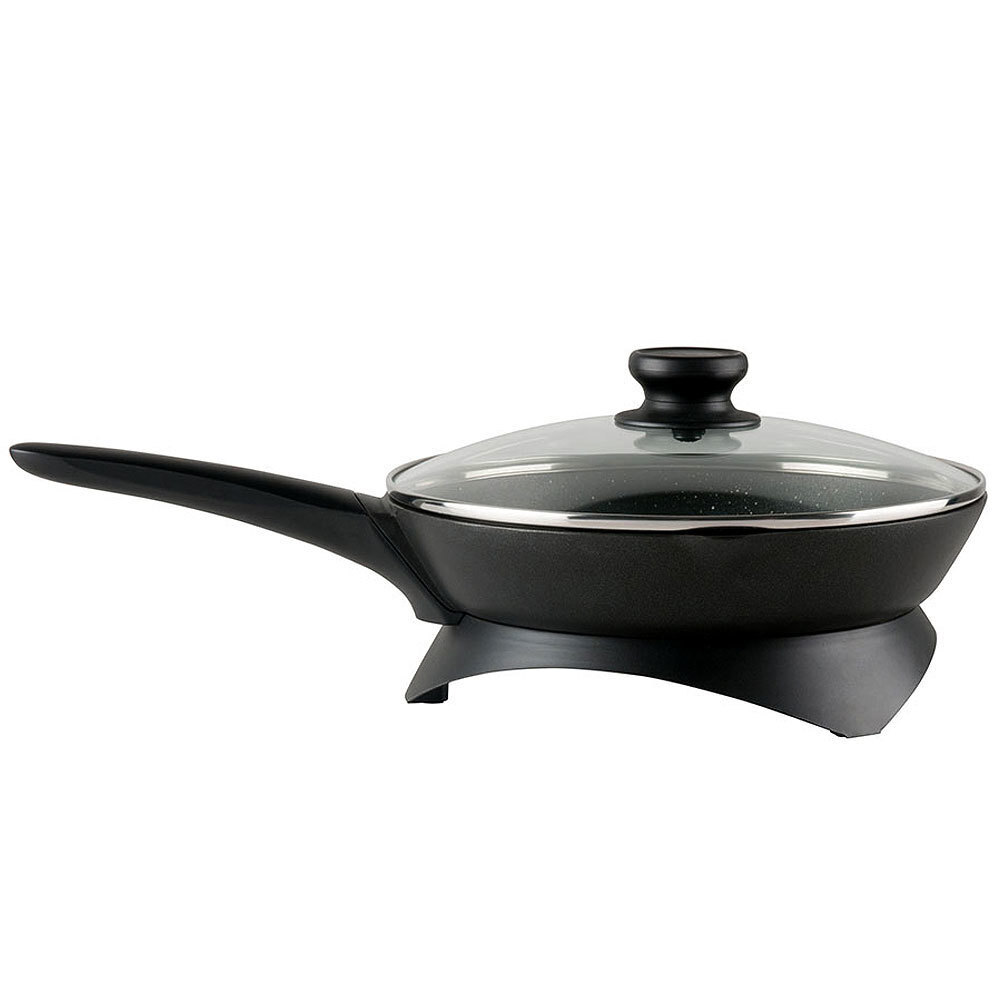 Westinghouse WHSK01K Electric Skillet 26cm 1200W Non-Stick Black Glass Lid