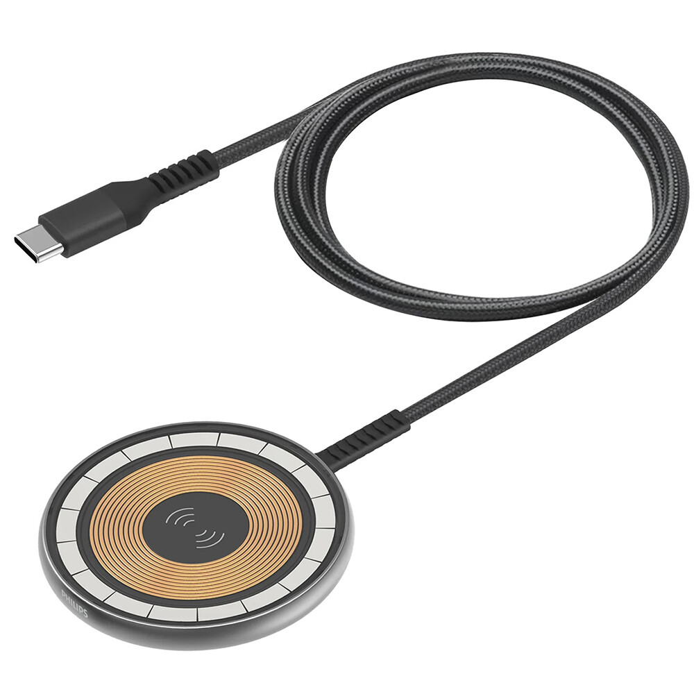 Philips 2m Magnetic Wireless Charger MagSafe Qi AirPods/iPhone 15/14/13 Black