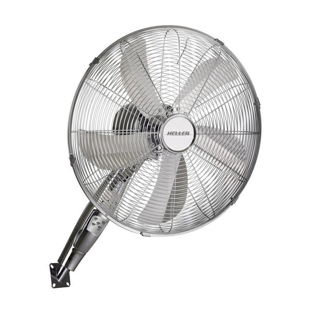 Heller HRWF40C 40cm Chrome Wall Mounted Fan 3 Speed Oscillating Remote
