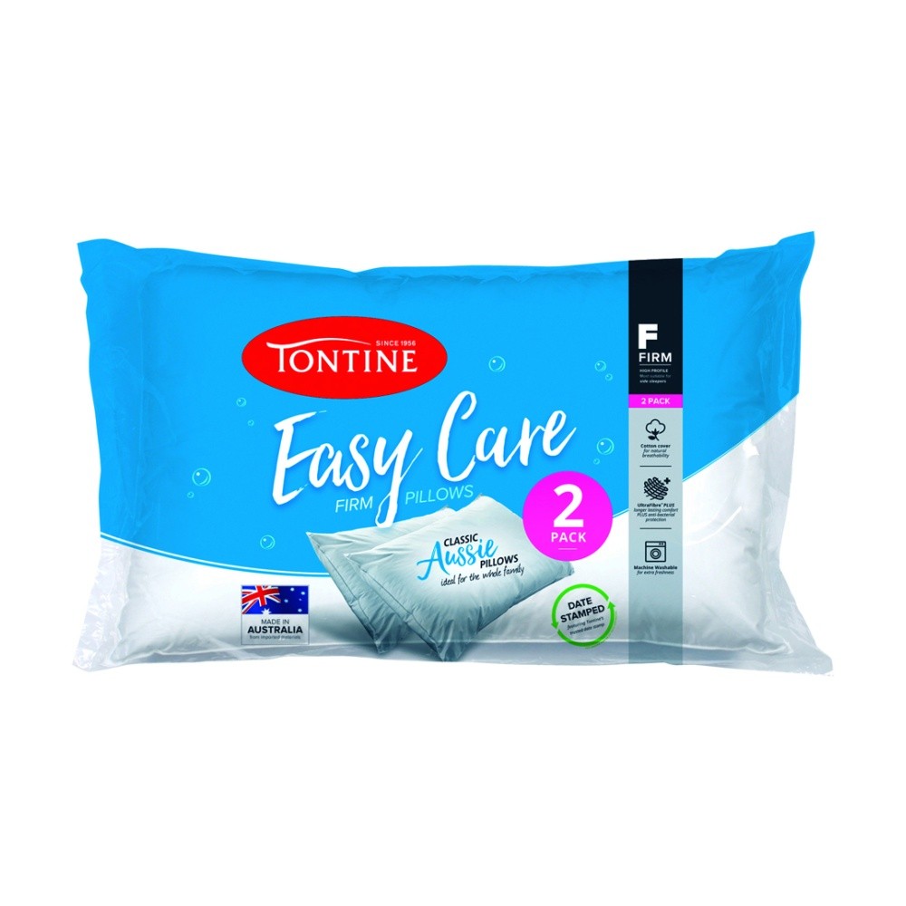 2pc Tontine T2953 Firm Support Pillow White 71 cm 46 cm Machine Washable
