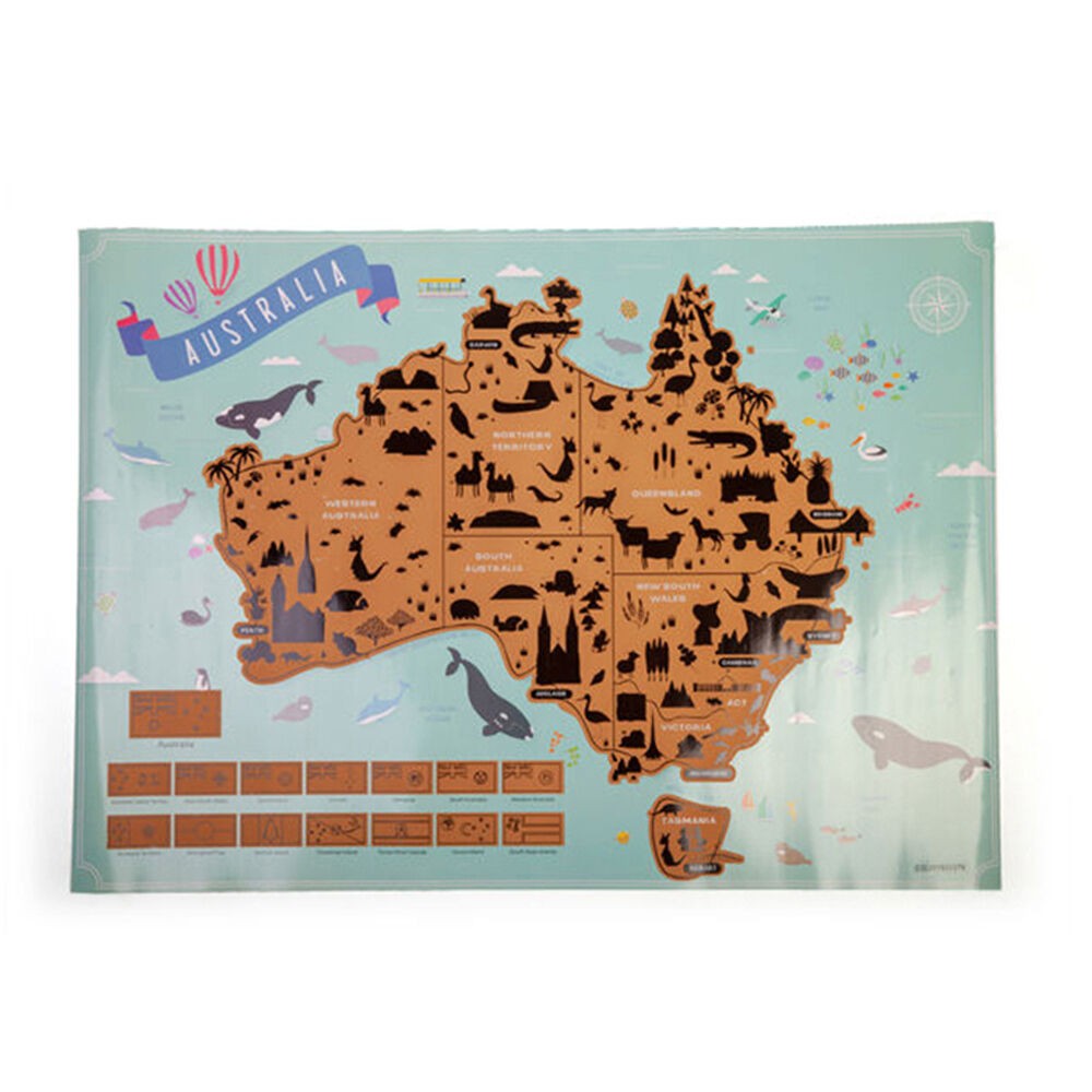 MDI Scratch Away Australia Travel Map Poster Large Multicoloured 82.5x59.4x0.1cm