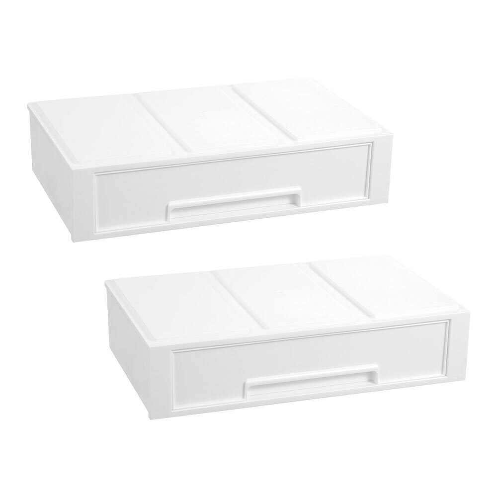 2x Boxsweden 27889_2PK Medium White Stacking Drawer Organiser 43x26cm