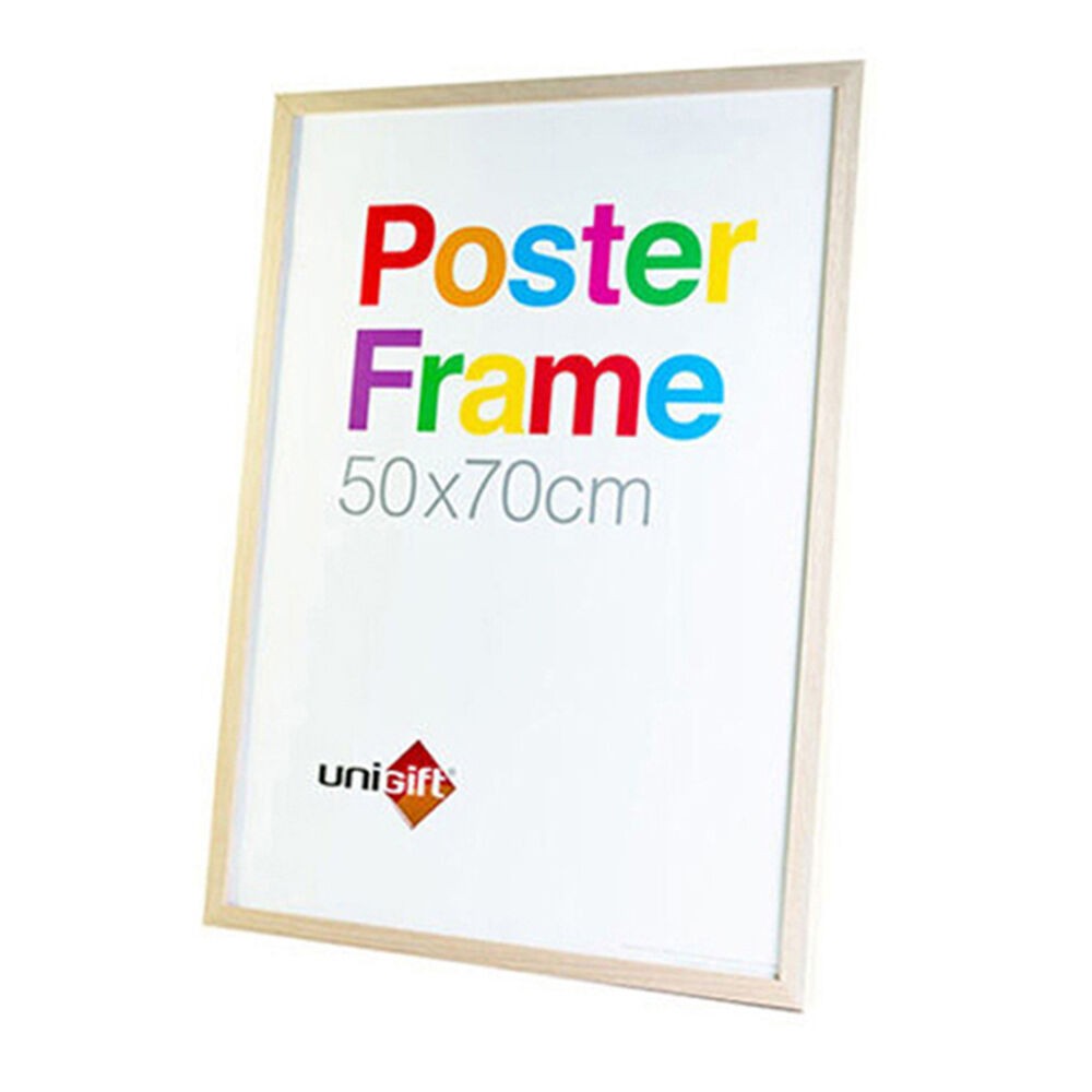 Unigift Wooden/Glass Hanging Poster Picture Photo Frame 50x70cm Natural MDF