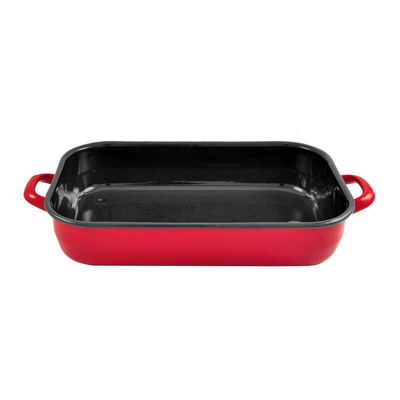 Urban Style REC14140 6L Enamel Ceramic Baking Dish Rectangle Red 49cm