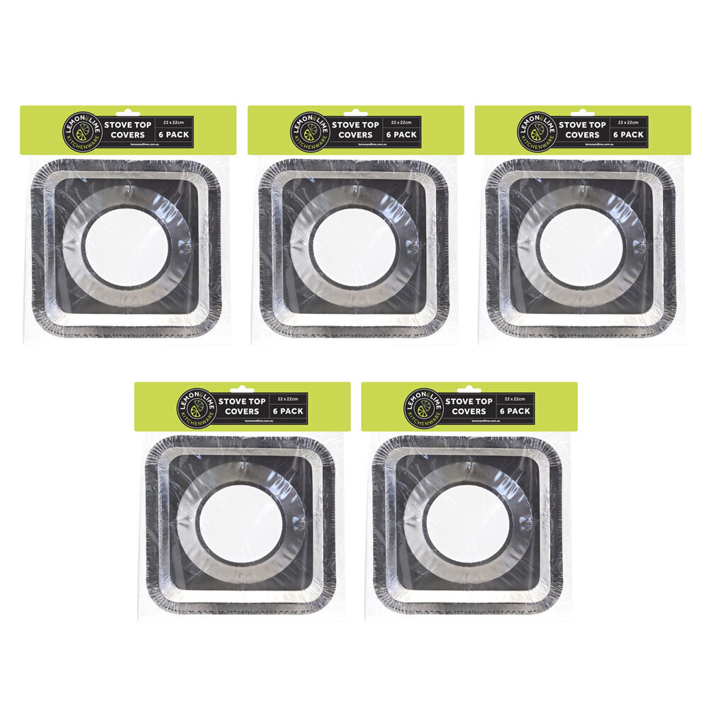 LEMON AND LIME 30pc Aluminium Foil Stove Top Protector Covers Silver