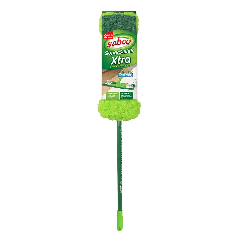 Sabco SuperSwish Xtra Wet Dry Microfibre Mop Hard Floor Green 138cm SAB72062