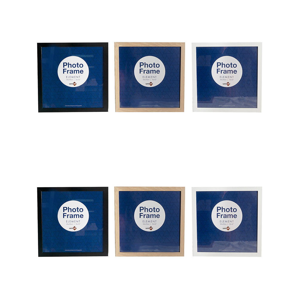 6x Unigift Element 30x30cm MDF/Glass Photo Frames Wall Mounted Assorted