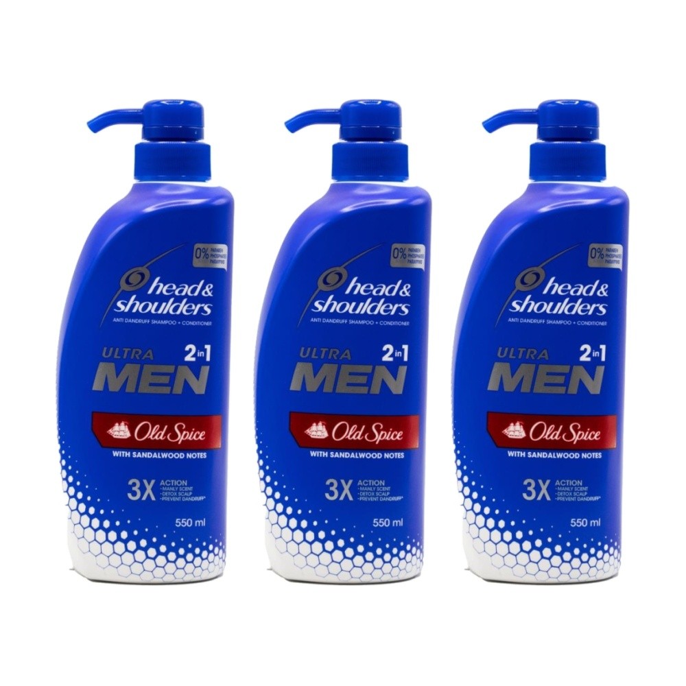 3PK Head & Shoulders Ultra Men Anti Dandruff 2-in-1 Shampoo Conditioner 550ml