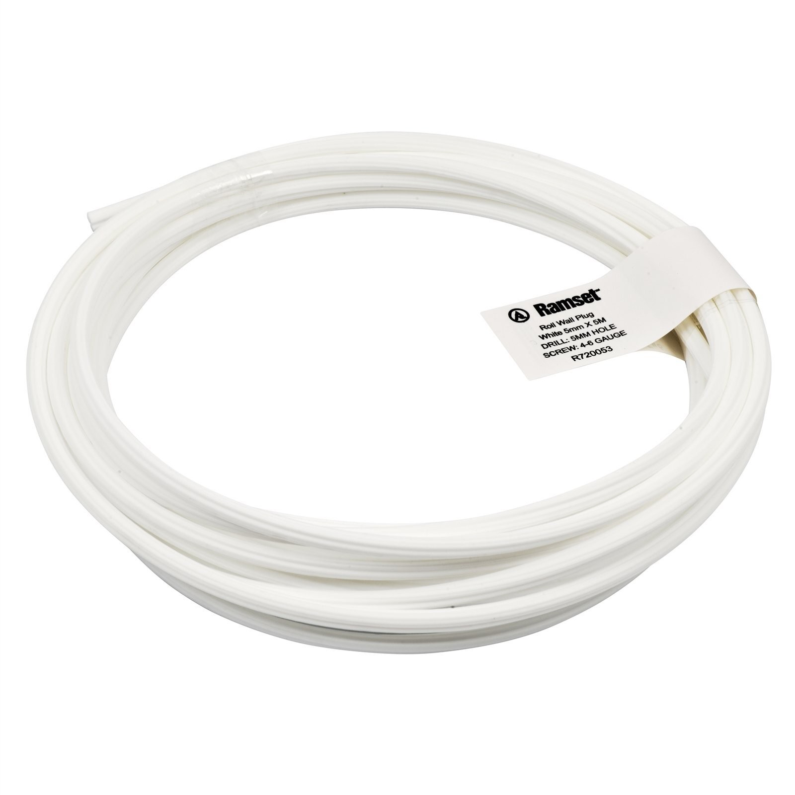 Ramset 5mm x 5m White Wall Plugs Roll