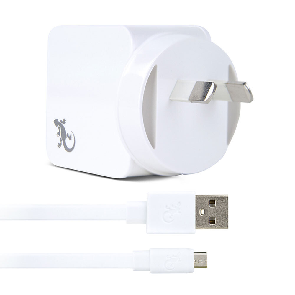 Gecko GG930005 2.4A USB Wall Charger w/1.5m Micro-USB Cable White