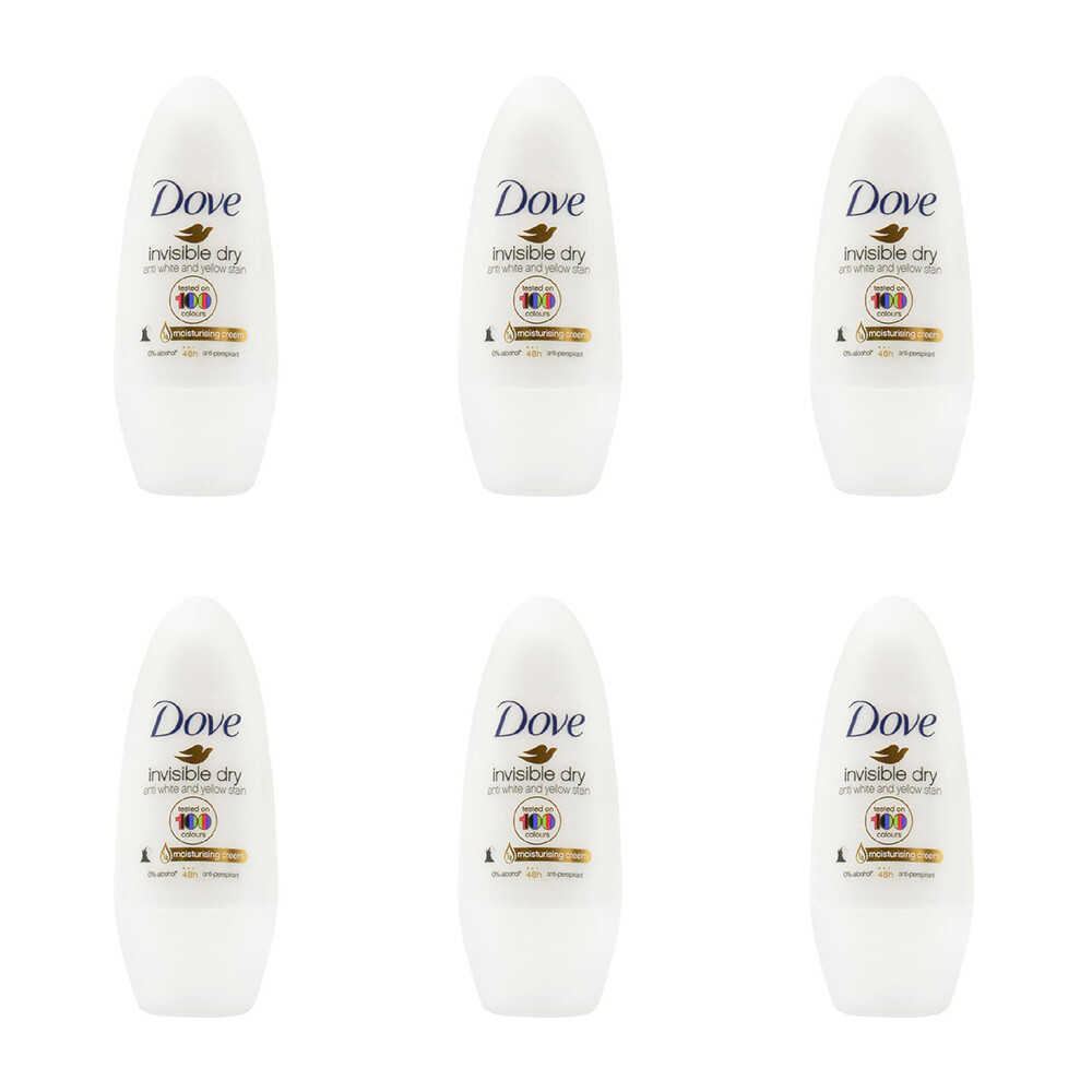 6x Dove 40ml Antiperspirant Roll On Deodorant 48h Invisible Dry Protection