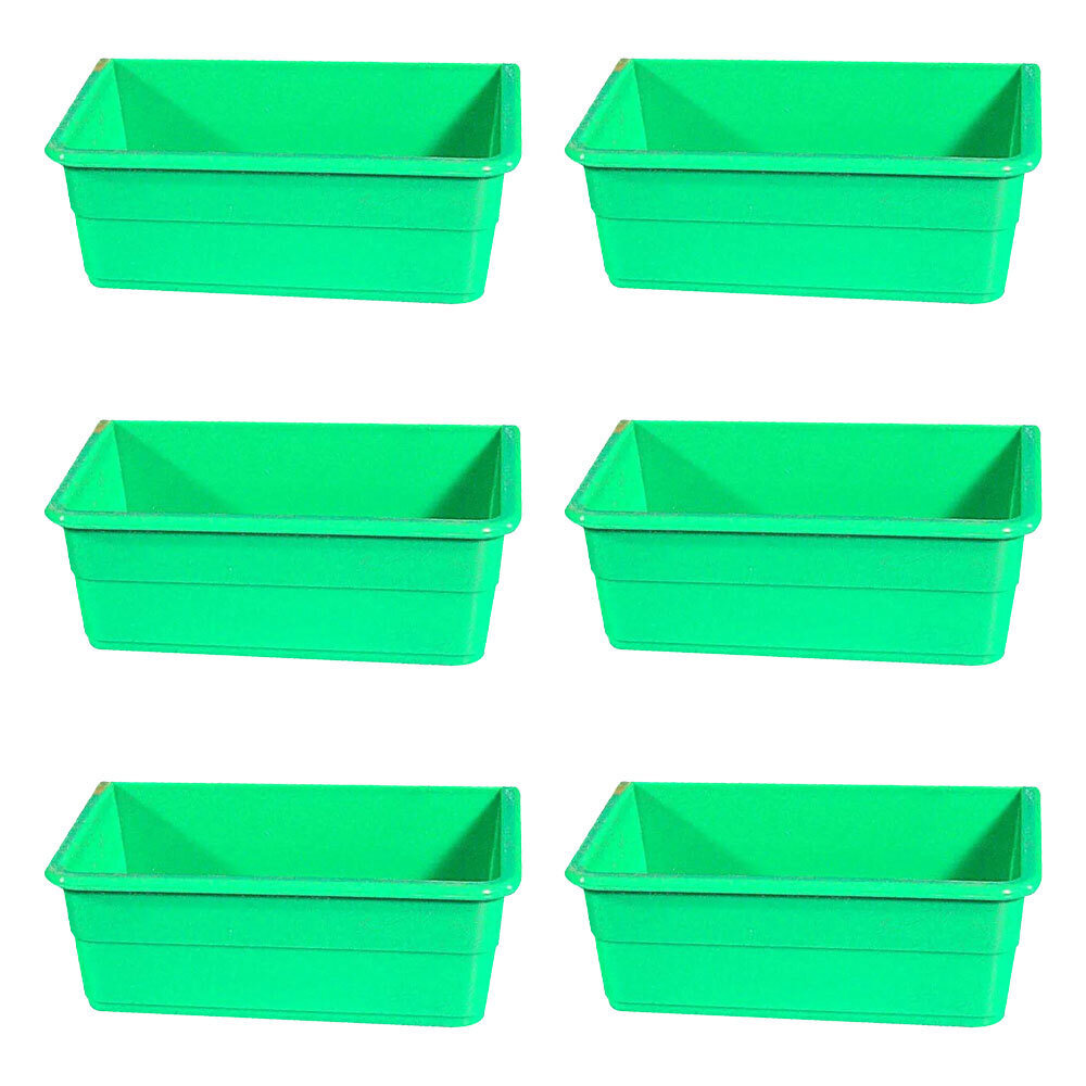 6x ShowMaster B1460_6PK Small Rectangle Plastic Seed Cup Bird Feeder Green