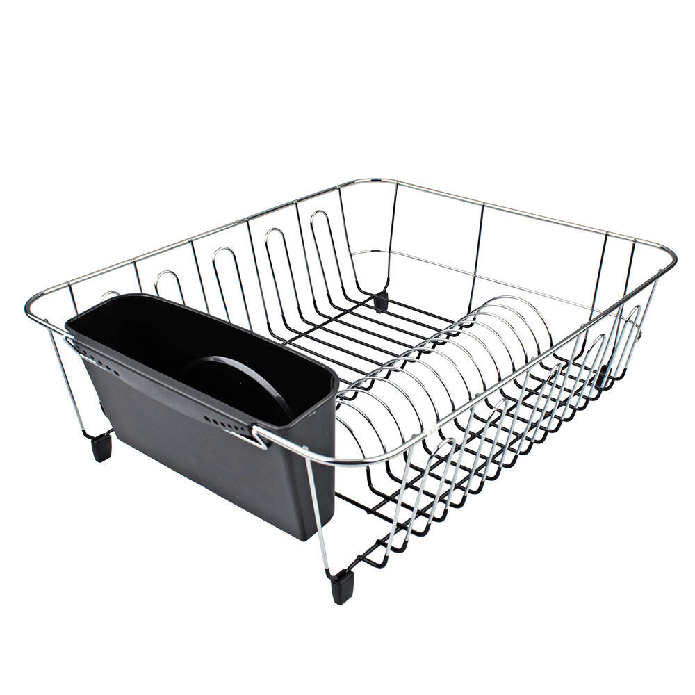 D.line 4581BK Large Dish/Plate Drying Rack Caddy Adjustable Black 44.5 cm
